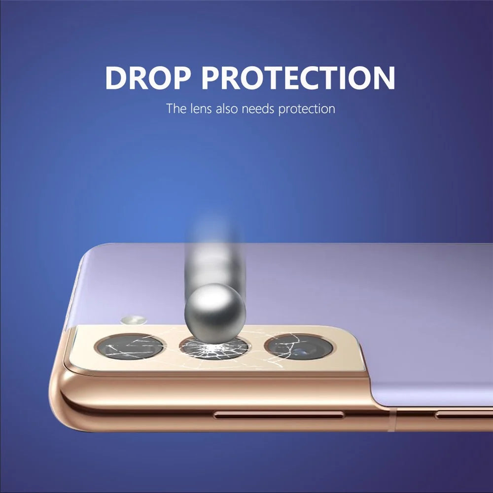For Samsung Galaxy S21 4G/5G HAT PRINCE 2Pcs/Set Camera Lens Protector Ultra-clear 0.2mm 9H 2.15D Arc Edge Tempered Glass Camera Lens Protection Film - 3