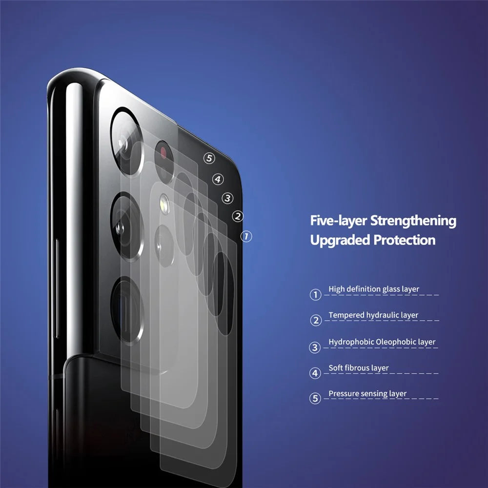 2PCS/Set HAT PRINCE Super Thin 0.2mm 9H 2.15D Ultra Clear Arc Edge Tempered Glass Camera Lens Protection Film for Samsung Galaxy S21 Ultra 5G - 2