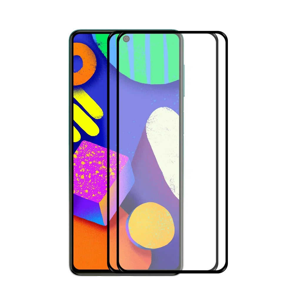 HAT PRINCE 2 Pieces Full Glue 0.26mm 9H 2.5D Anti-explosion Full Coverage Screen Protector for Samsung Galaxy F62 / M62 - 1
