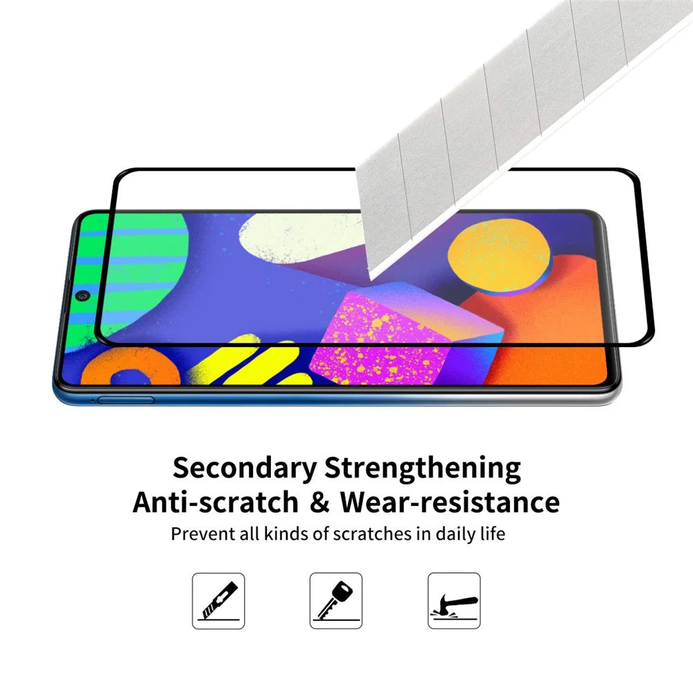 HAT PRINCE 2 Pieces Full Glue 0.26mm 9H 2.5D Anti-explosion Full Coverage Screen Protector for Samsung Galaxy F62 / M62 - 5