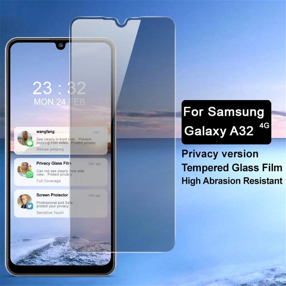 IMAK Anti-Peep 9H Hardness Tempered Glass Protector for Samsung Galaxy A32 4G - 3