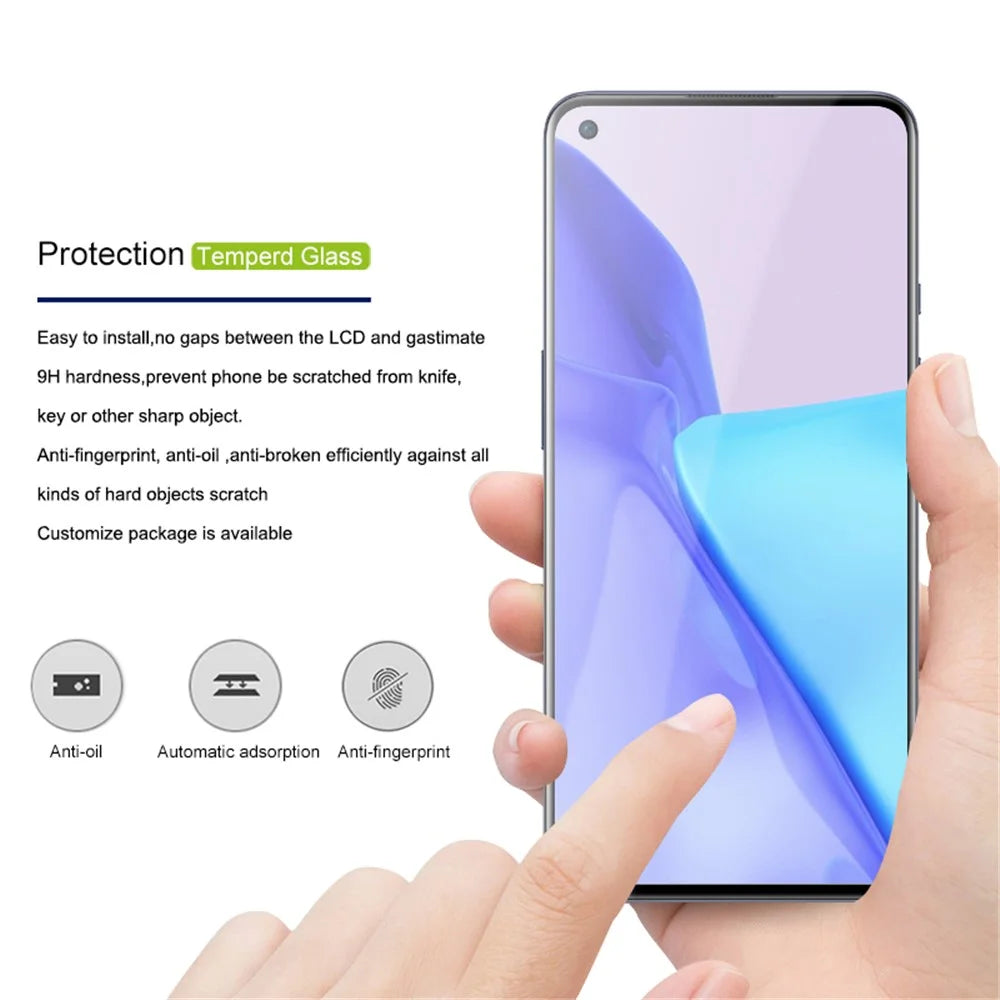 AMORUS Full Glue HD Tempered Glass Silk Print Full Coverage Screen Protector for OnePlus 9 - 2