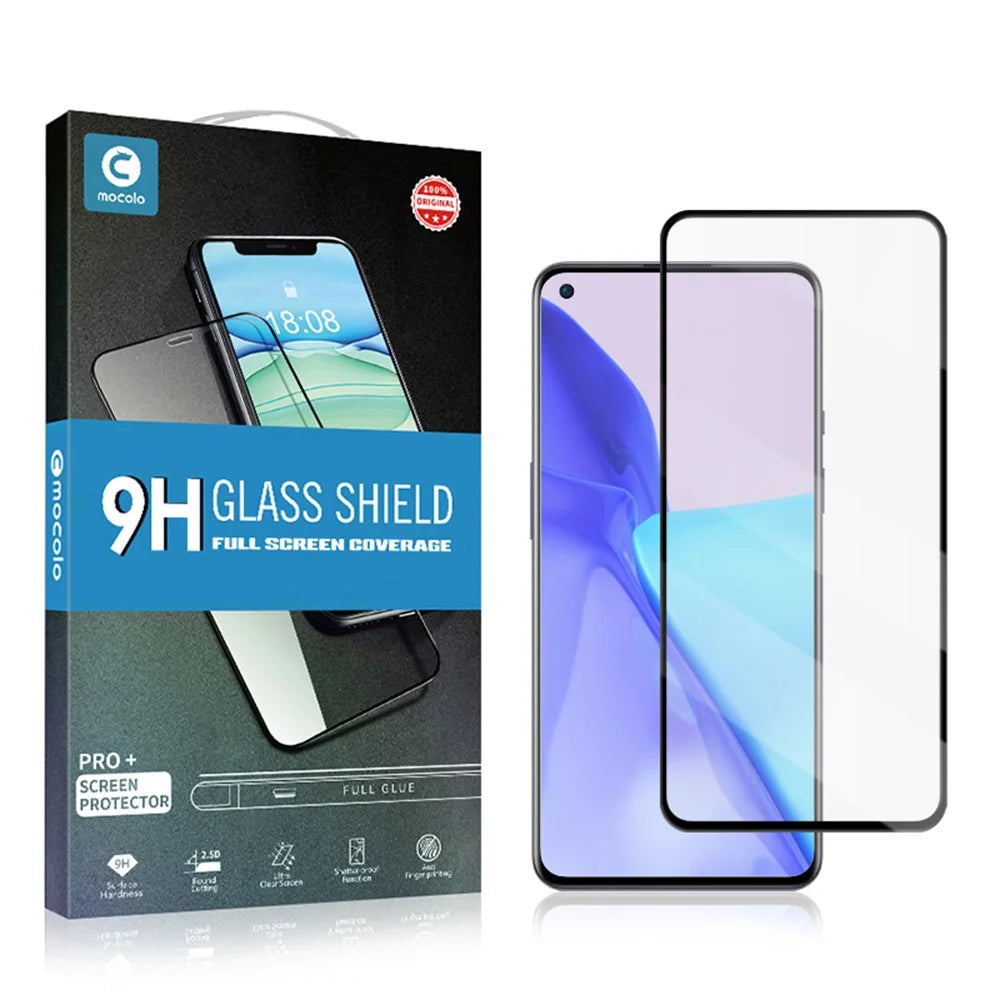 MOCOLO Full Glue HD Tempered Glass Silk Print Full Coverage Screen Protector for OnePlus 9 - Black - 2