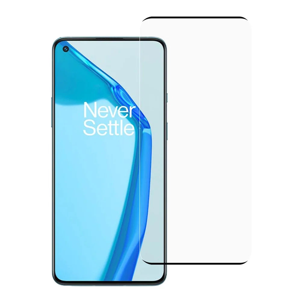 Full Screen Coverage Silk Printing Tempered Glass Film Screen Protector Support Fingerprint Unlock for OnePlus 9 Pro / 10 Pro [Side Glue] - 1