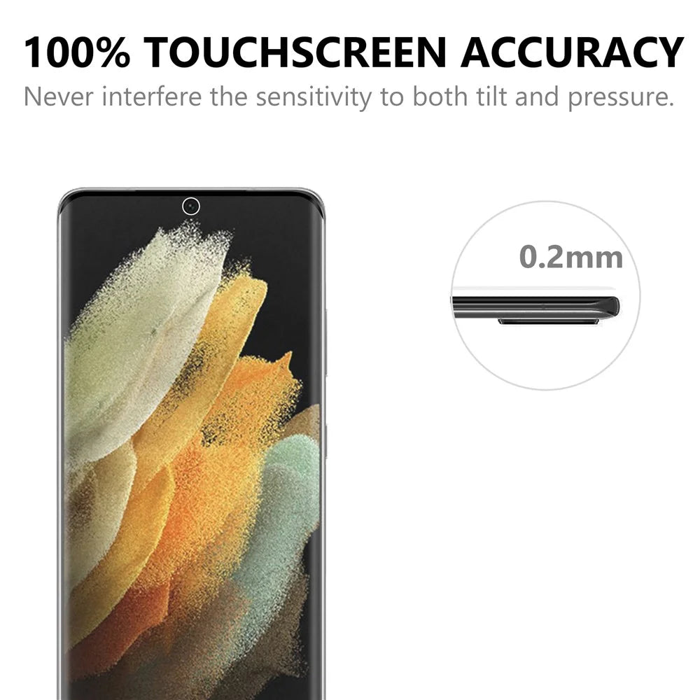 Anti-Fingerprint Ultra Clear 3D Tempered Glass Full Screen Protector Film for Samsung Galaxy S21 Ultra 5G - 6