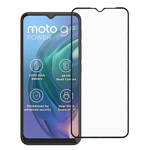 Full Coverage Silk Printing Tempered Glass Screen Protector Film Guard (Full Glue) for Motorola Moto G10 Power - 1