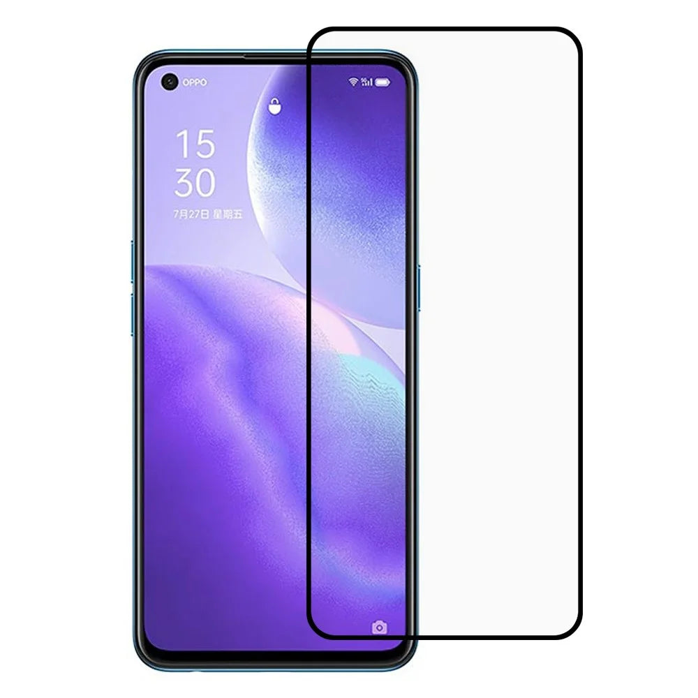 Full Glue Silk Printing Tempered Glass Anti-Burst Full Screen Coverage Protector for Oppo Reno5 4G/Reno5 5G/Reno5 K/Find X3 Lite - 1