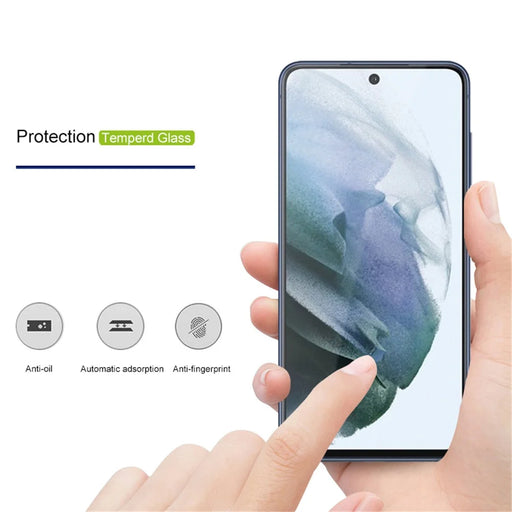 AMORUS High Transparency Silk Printing Full Glue Tempered Glass Full Screen Covering Protector Film for Samsung Galaxy S21 FE - Black - 2