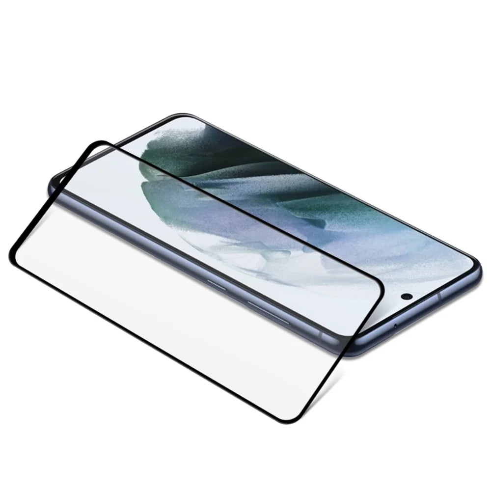 AMORUS High Transparency Silk Printing Full Glue Tempered Glass Full Screen Covering Protector Film for Samsung Galaxy S21 FE - Black - 5
