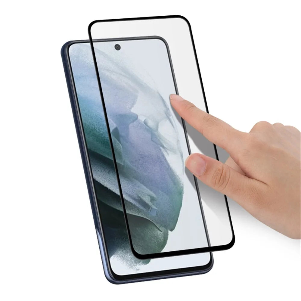 AMORUS High Transparency Silk Printing Full Glue Tempered Glass Full Screen Covering Protector Film for Samsung Galaxy S21 FE - Black - 6