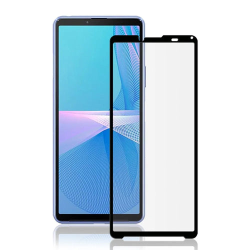 AMORUS Silk Printing Full Glue High Transparency Tempered Glass Full Screen Covering Protector Film for Sony Xperia 10 III 5G - Black - 1