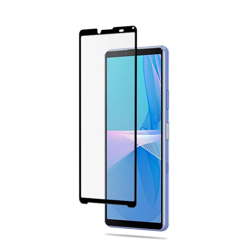 AMORUS Silk Printing Full Glue High Transparency Tempered Glass Full Screen Covering Protector Film for Sony Xperia 10 III 5G - Black - 3