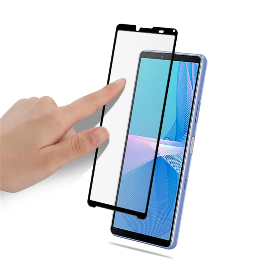 AMORUS Silk Printing Full Glue High Transparency Tempered Glass Full Screen Covering Protector Film for Sony Xperia 10 III 5G - Black - 4