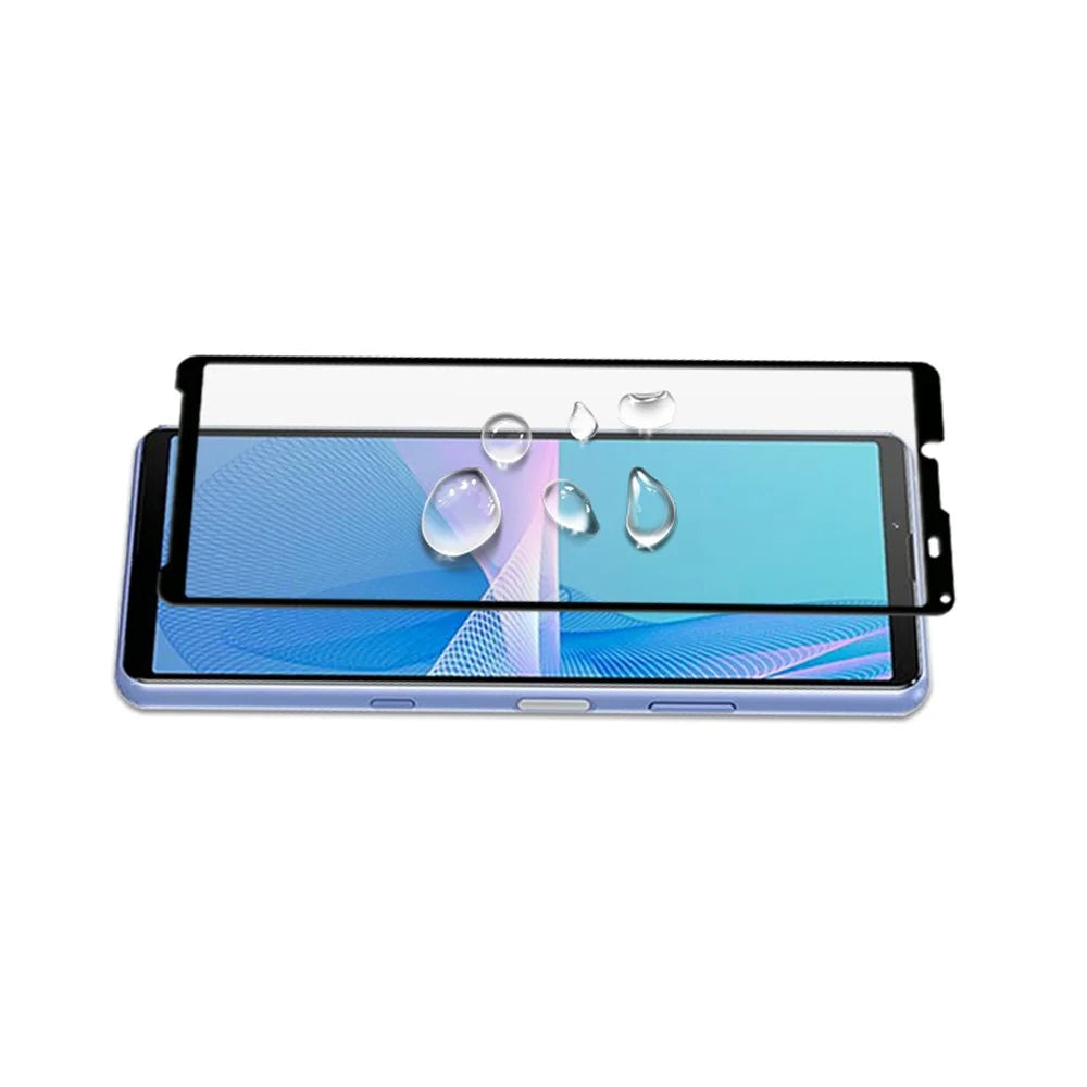 AMORUS Silk Printing Full Glue High Transparency Tempered Glass Full Screen Covering Protector Film for Sony Xperia 10 III 5G - Black - 5