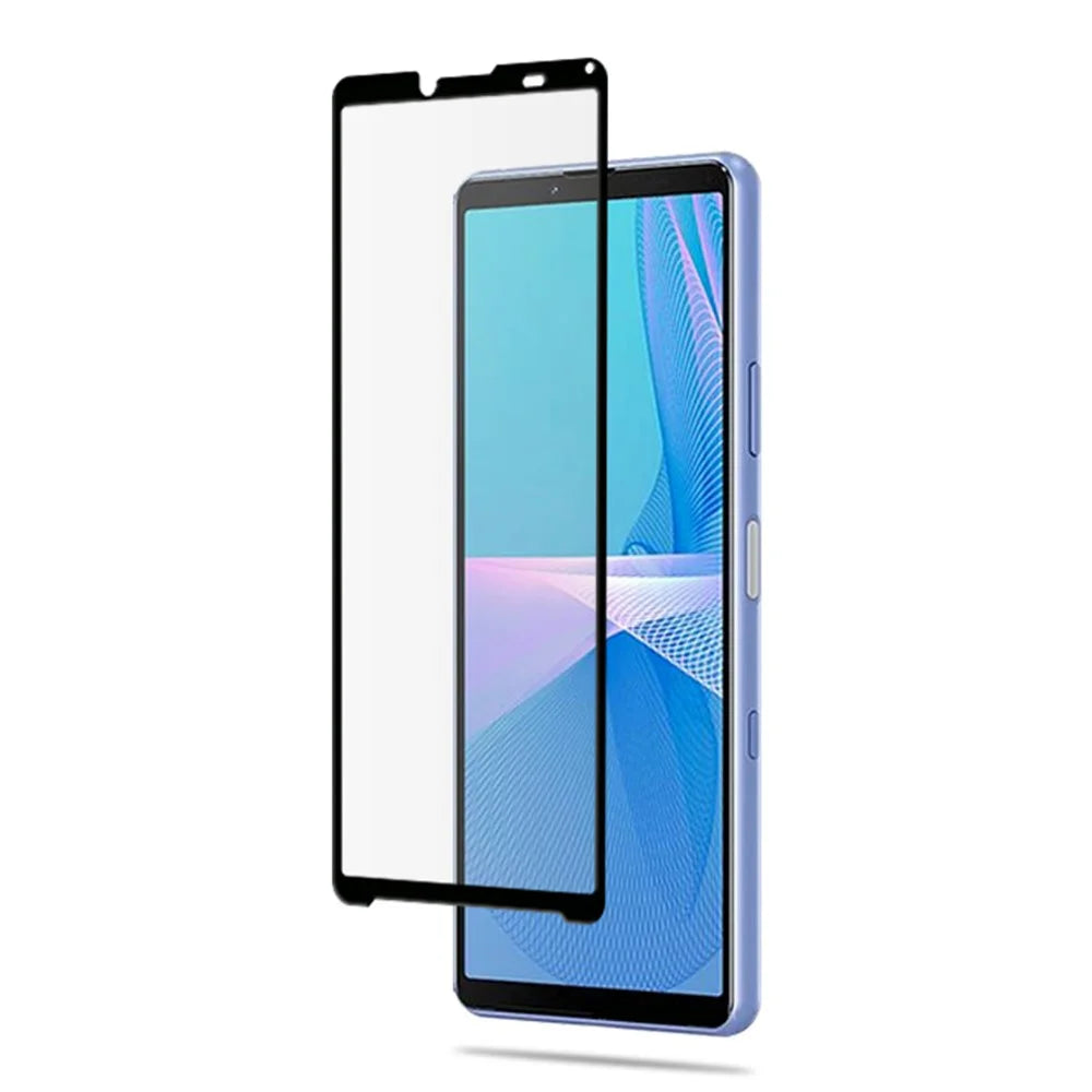 MOCOLO Silk Print 9H Hardness HD Full Screen Coverage Full Glue Tempered Glass Protector for Sony Xperia 10 III 5G - Black - 3