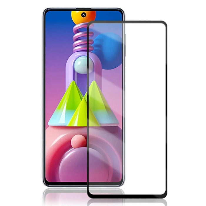 MOCOLO Silk Print HD 9H Hardness Full Glue Full Screen Coverage Tempered Glass Protector for Samsung Galaxy M51 - Black - 1