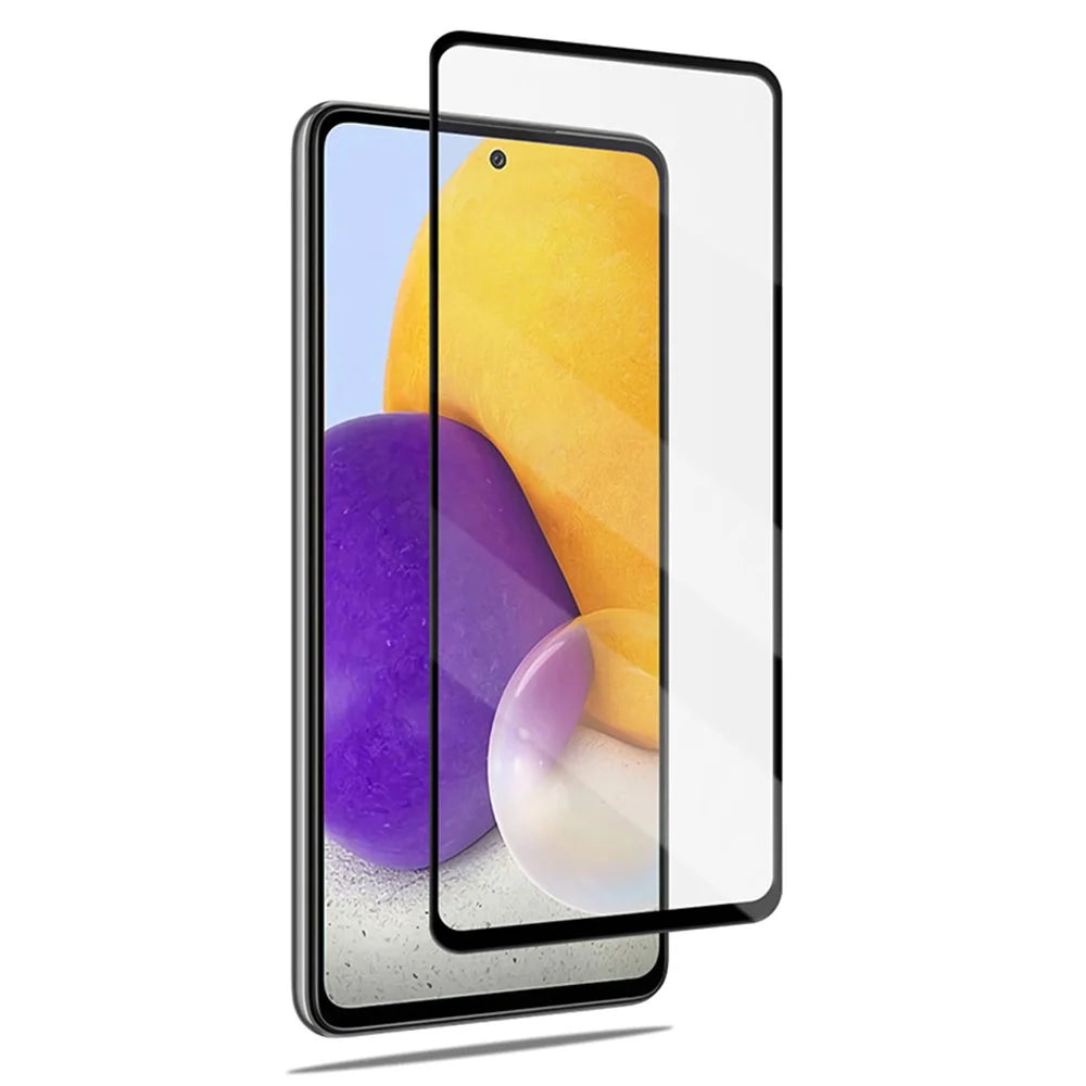 MOCOLO Silk Print 9H Hardness HD Full Glue Full Screen Coverage Tempered Glass Protector for Samsung Galaxy A72 4G/5G - Black - 3