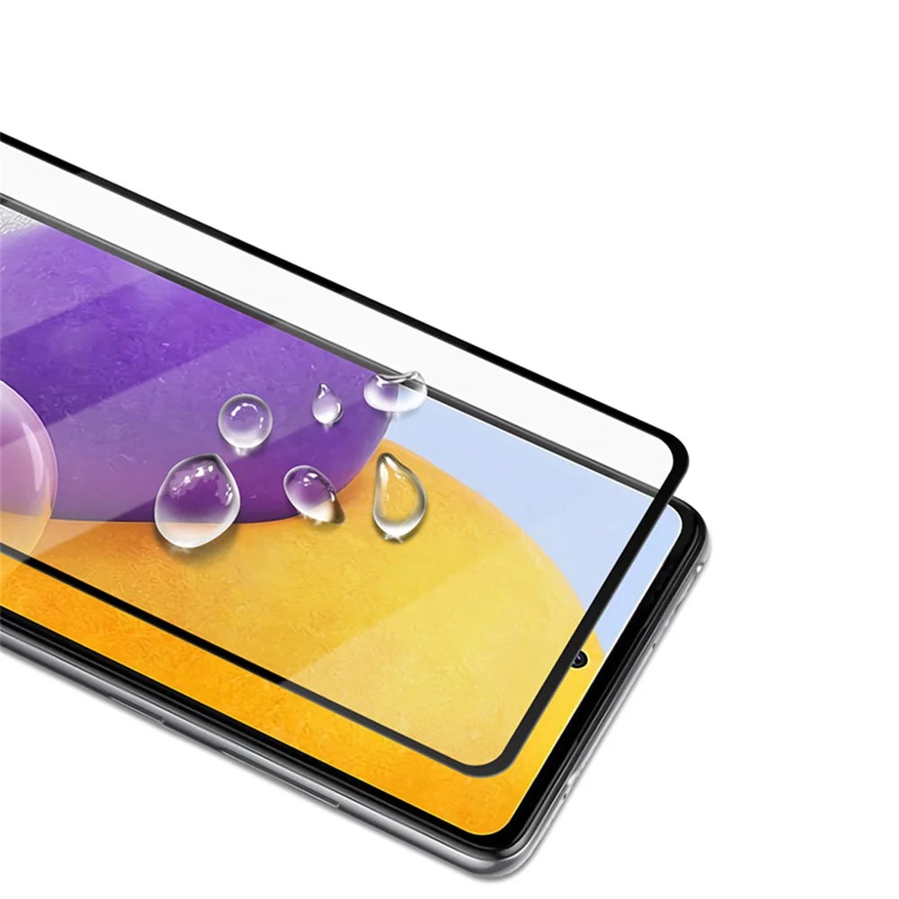 MOCOLO Silk Print 9H Hardness HD Full Glue Full Screen Coverage Tempered Glass Protector for Samsung Galaxy A72 4G/5G - Black - 4