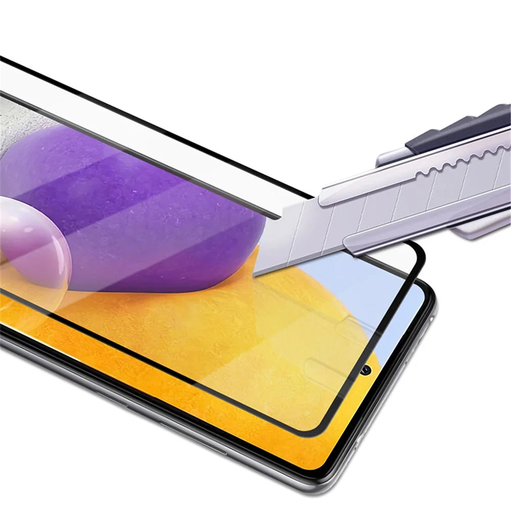 MOCOLO Silk Print 9H Hardness HD Full Glue Full Screen Coverage Tempered Glass Protector for Samsung Galaxy A72 4G/5G - Black - 5