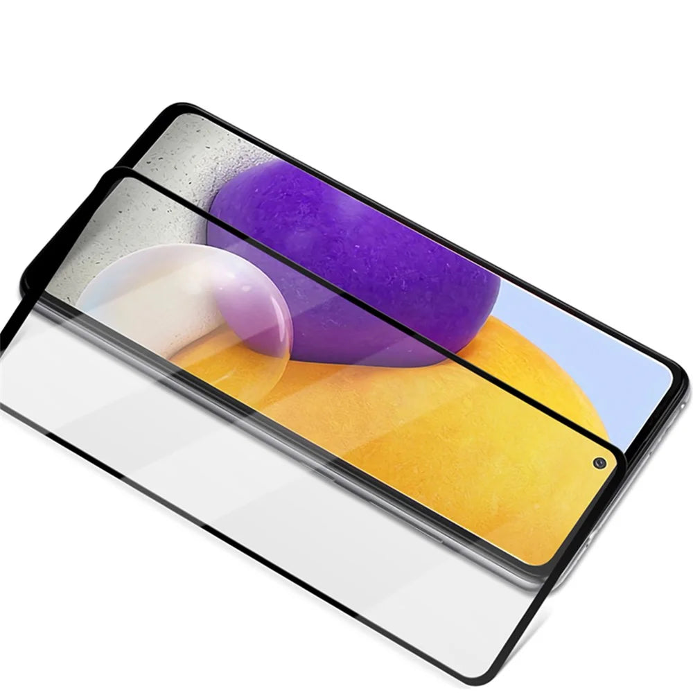 MOCOLO Silk Print 9H Hardness HD Full Glue Full Screen Coverage Tempered Glass Protector for Samsung Galaxy A72 4G/5G - Black - 6