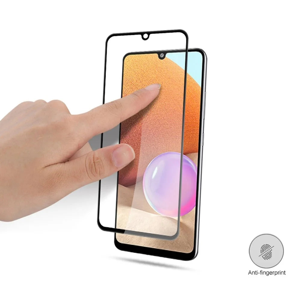 MOCOLO Silk Print HD Full Screen Coverage 9H Hardness Full Glue Tempered Glass Protector for Samsung Galaxy A32 4G (EU Version) - Black - 5