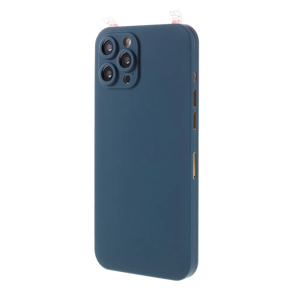 RURIHAI Full Body Protection PC Back Case with Tempered Glass Screen Protector for iPhone 12 Pro Max 6.7 inch - Blue - 2
