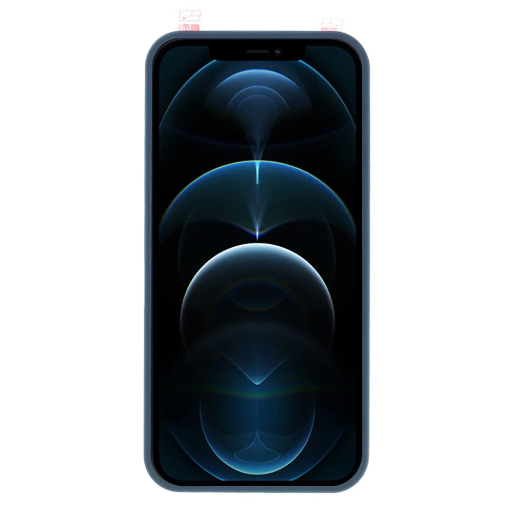 RURIHAI Full Body Protection PC Back Case with Tempered Glass Screen Protector for iPhone 12 Pro Max 6.7 inch - Blue - 3