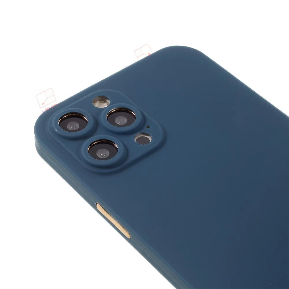 RURIHAI Full Body Protection PC Back Case with Tempered Glass Screen Protector for iPhone 12 Pro Max 6.7 inch - Blue - 6