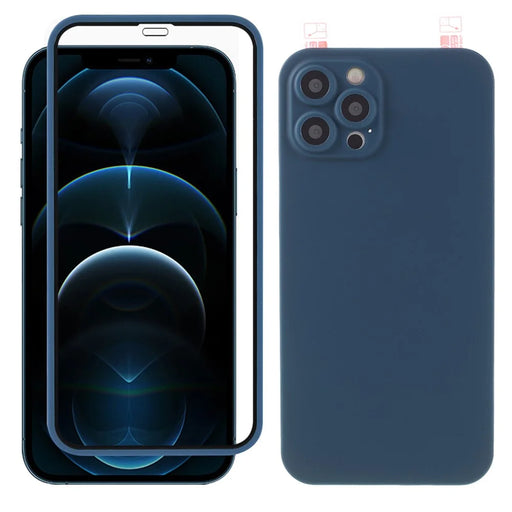 RURIHAI for iPhone 12 Pro 6.1 inch Full Body Shockproof Anti-Scratch Protective Case with Built-in Full Glue Screen Protector - Blue - 1