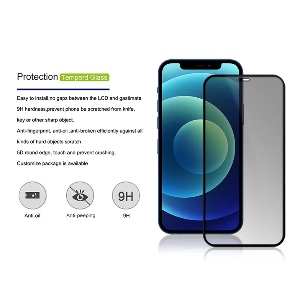 MOCOLO Full Glue Anti-peep Full Screen Coverage Silk Printing Tempered Glass Screen Protector Film for iPhone 12 6.1 inch/12 Pro 6.1 inch - 7