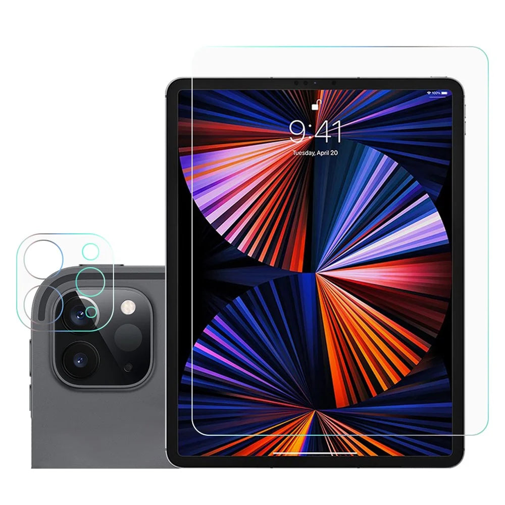 Arc Edge Ultra Clear Tempered Glass Screen Protector + Camera Lens Film Guard for iPad Pro 12.9 (2022) / (2021) / (2020) - 1