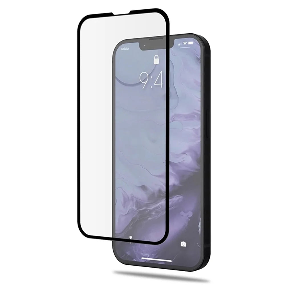 MOCOLO HD Silk Printing Solid Defense Film for iPhone 13 / 13 Pro / 14, Full Screen Full Glue 9H Tempered Glass Screen Protector - Black - 3