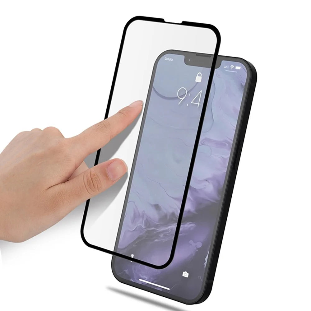 MOCOLO HD Silk Printing Solid Defense Film for iPhone 13 / 13 Pro / 14, Full Screen Full Glue 9H Tempered Glass Screen Protector - Black - 4