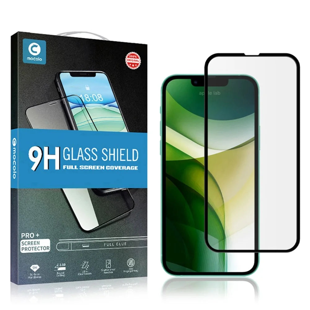 MOCOLO HD Silk Printing Solid Defense Film for iPhone 13 / 13 Pro / 14, Full Screen Full Glue 9H Tempered Glass Screen Protector - Black - 7