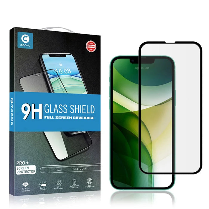 MOCOLO HD 9H Full Screen Coverage Silk Print Tempered Glass Full Glue Protector for iPhone 13 Pro Max / 14 Plus - Black - 7