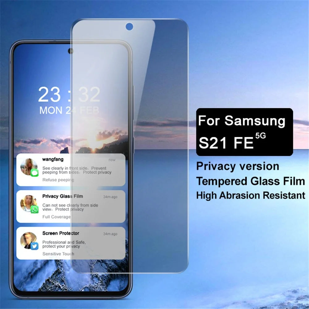 IMAK 9H Hardness Mirror Touch Anti-Peep Tempered Glass Film Protector for Samsung Galaxy S21 FE - 3