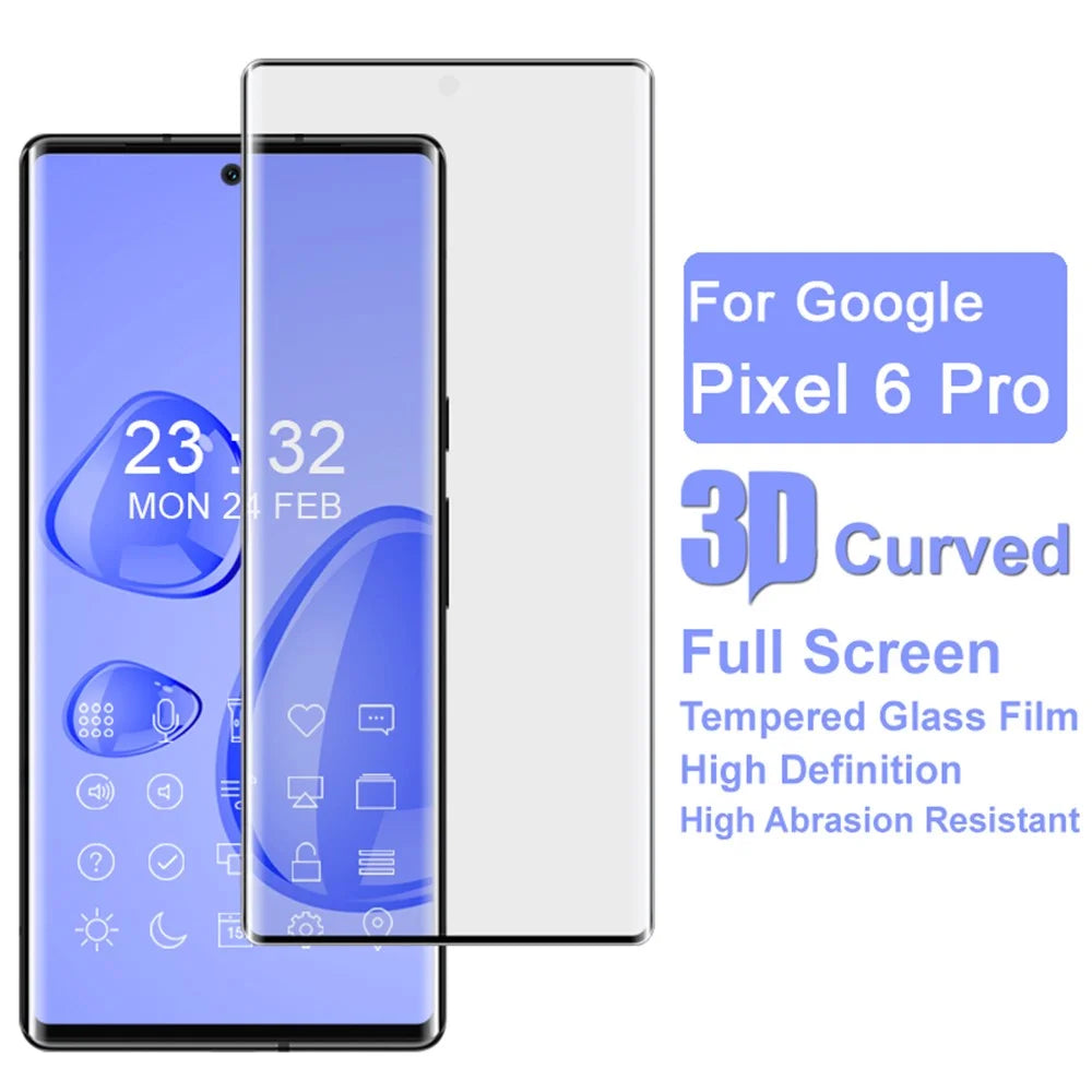 IMAK for Google Pixel 6 Pro 3D Curved Edge Full Covering Clear Screen Protector Tempered Glass Anti-Scratch Side Glue Film - 2