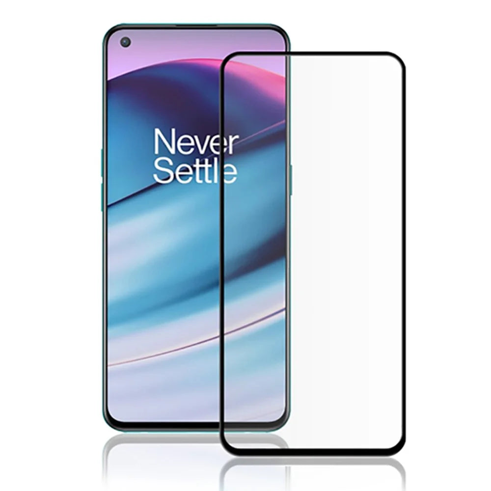 AMORUS Full Glue Silk Printing High Transparency Tempered Glass Film Full Screen Covering Protector for OnePlus Nord CE 5G - Black - 1