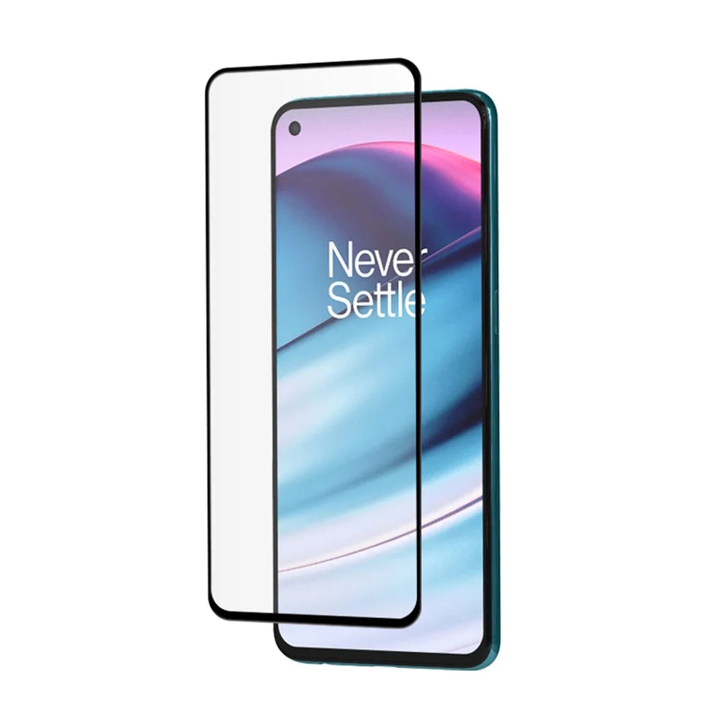 AMORUS Full Glue Silk Printing High Transparency Tempered Glass Film Full Screen Covering Protector for OnePlus Nord CE 5G - Black - 3