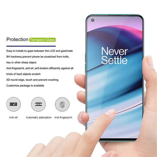 MOCOLO HD 9H Full Screen Coverage Silk Print High Definition Tempered Glass Full Glue Protector for OnePlus Nord CE 5G - Black - 2