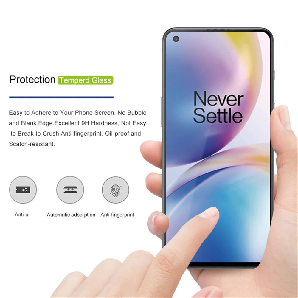 AMORUS for OnePlus Nord 2 5G Full Coverage Full Glue  Screen Protector Silk Printing Clear 9H Hardness Tempered Glass Film - Black - 4