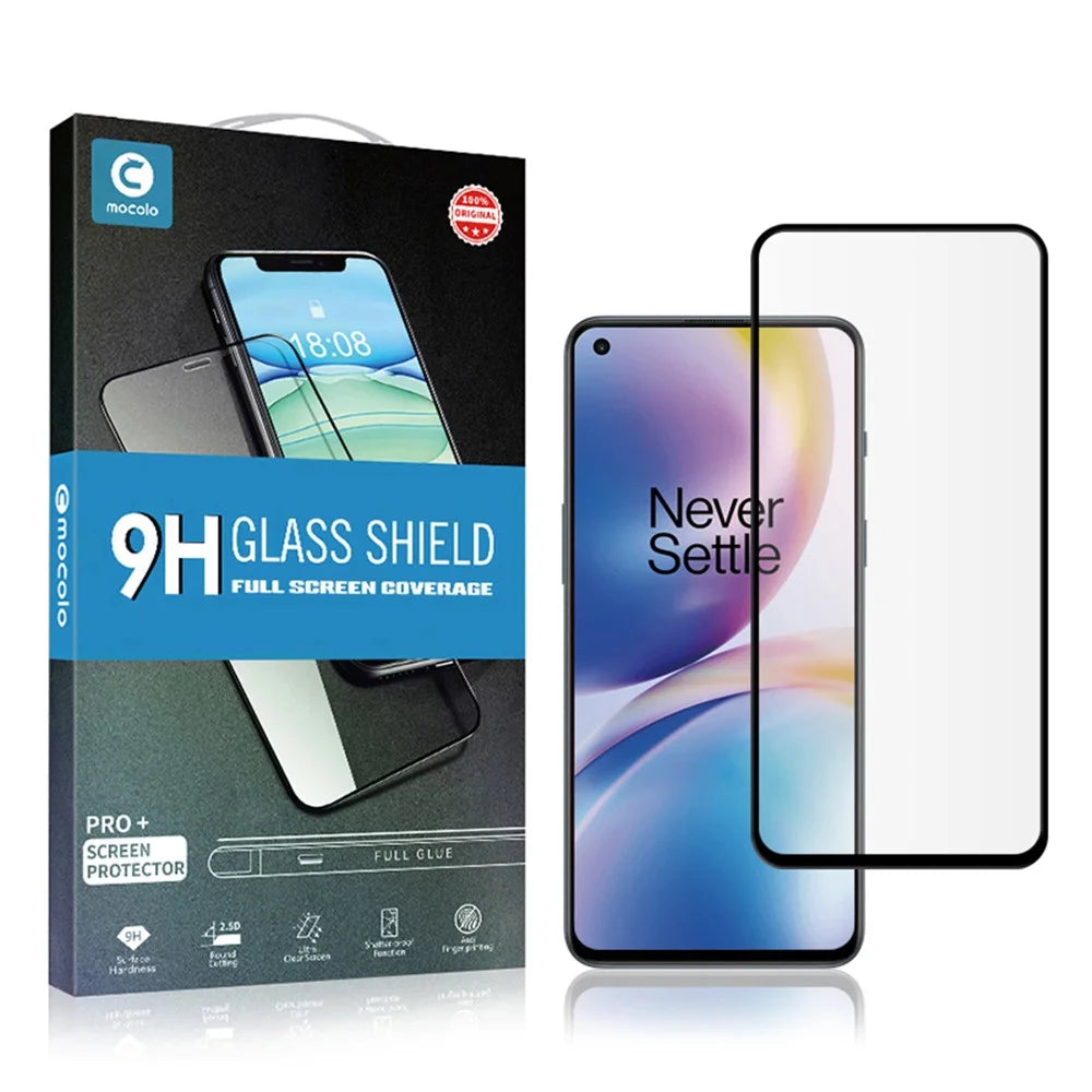 MOCOLO for OnePlus Nord / Nord 2 5G  / Nord 2T / Nord CE 5G Full Screen Full Glue Silk Printing Tempered Glass Film 9H Hardness HD Scratch Resistant Screen Protector - Black - 7