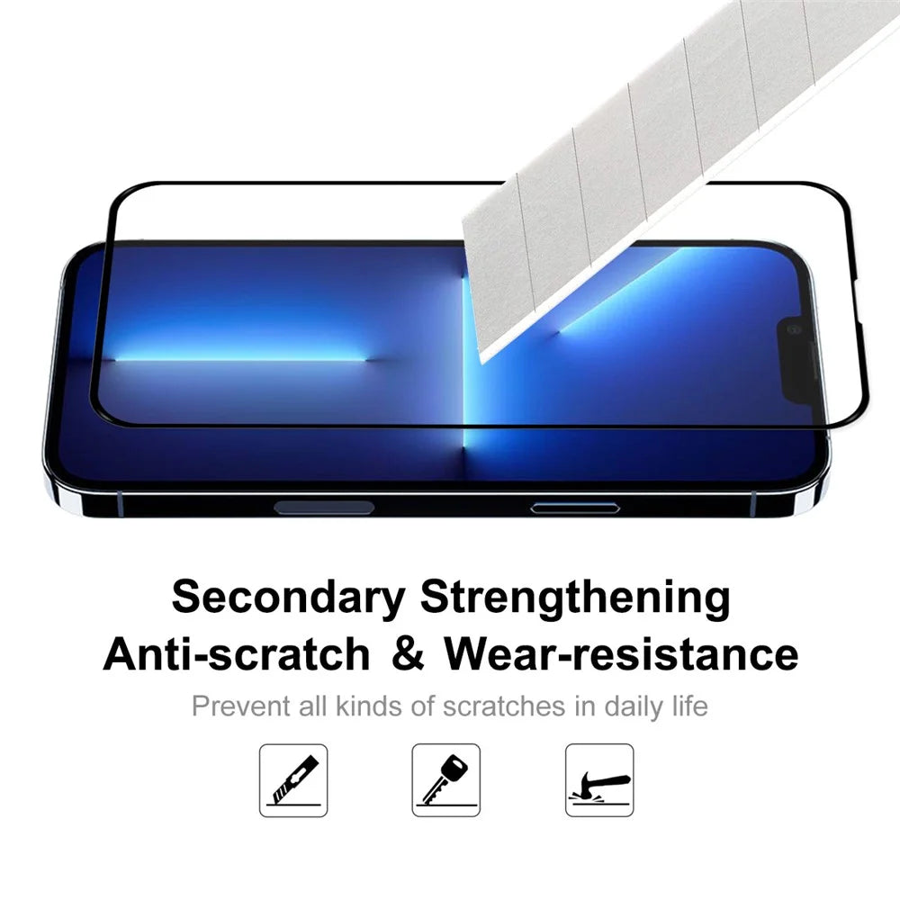 HAT PRINCE 2Pcs / Set Screen Protector for iPhone 13 / 13 Pro / 14, Full Coverage Full Glue 0.26mm Anti Scratch 2.5D Edge 9H Hardness Tempered Glass Film - 5