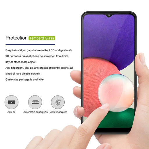MOCOLO for Samsung Galaxy A22 5G (EU Version) HD Tempered Glass Screen Protector Full Coverage Full Glue Defense 9H Hardness Silk Printing Film - Black - 2