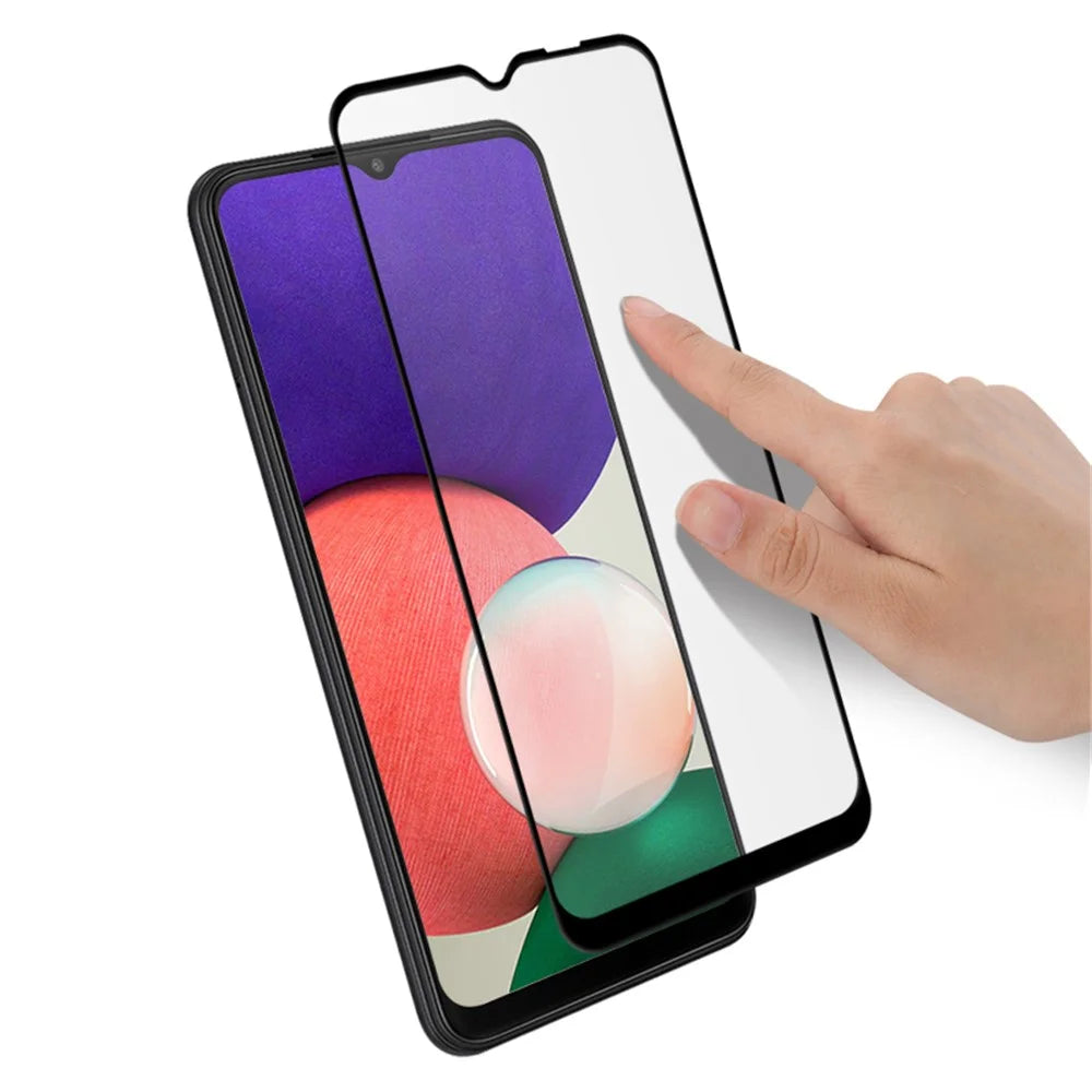 MOCOLO for Samsung Galaxy A22 5G (EU Version) HD Tempered Glass Screen Protector Full Coverage Full Glue Defense 9H Hardness Silk Printing Film - Black - 4