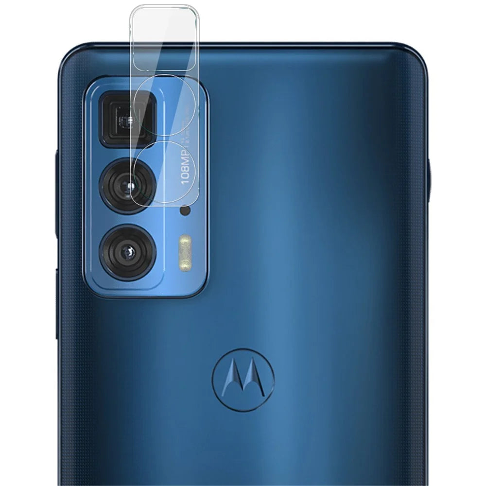 IMAK Anti-Scratch Full Coverage Tempered Glass Camera Lens Film + High Transparency Acrylic Lens Cap for Motorola Edge 20 Pro/Edge S Pro - 7