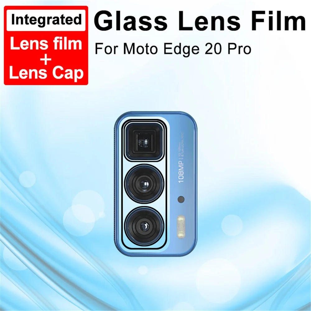 IMAK Anti-Scratch Full Coverage Tempered Glass Camera Lens Film + High Transparency Acrylic Lens Cap for Motorola Edge 20 Pro/Edge S Pro - 2