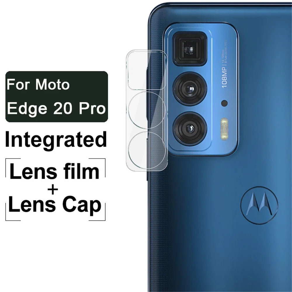 IMAK Anti-Scratch Full Coverage Tempered Glass Camera Lens Film + High Transparency Acrylic Lens Cap for Motorola Edge 20 Pro/Edge S Pro - 3