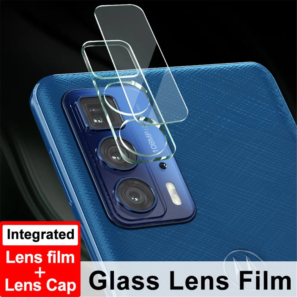 IMAK Anti-Scratch Full Coverage Tempered Glass Camera Lens Film + High Transparency Acrylic Lens Cap for Motorola Edge 20 Pro/Edge S Pro - 4