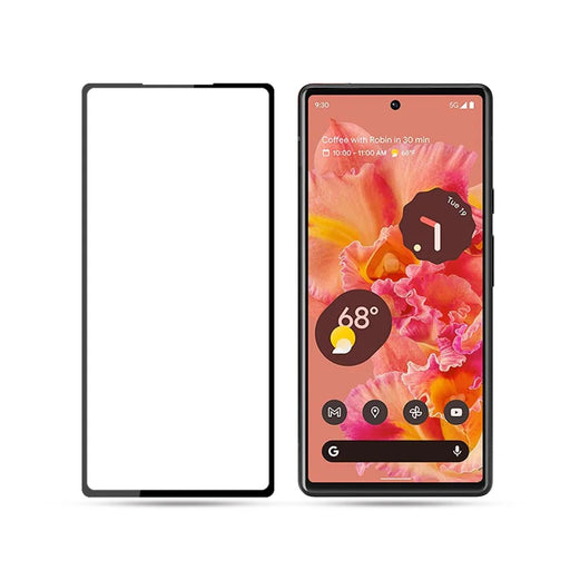 MOCOLO Silk Printing Full Adhesive Glue Full Coverage HD Clear 9H Tempered Glass Screen Guard for Google Pixel 6 - Black - 2